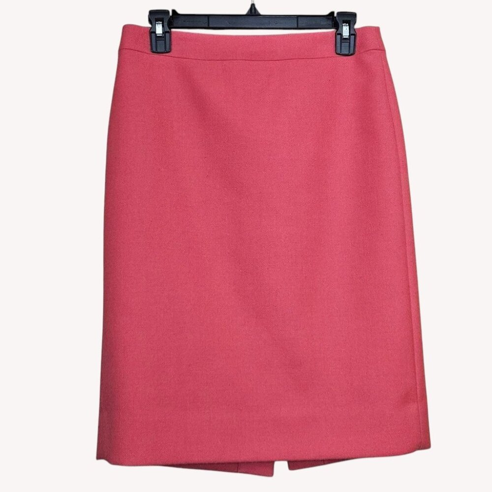 J. Crew No 2 Pencil Skirt Size 4 Coral Wool Office Preppy Business